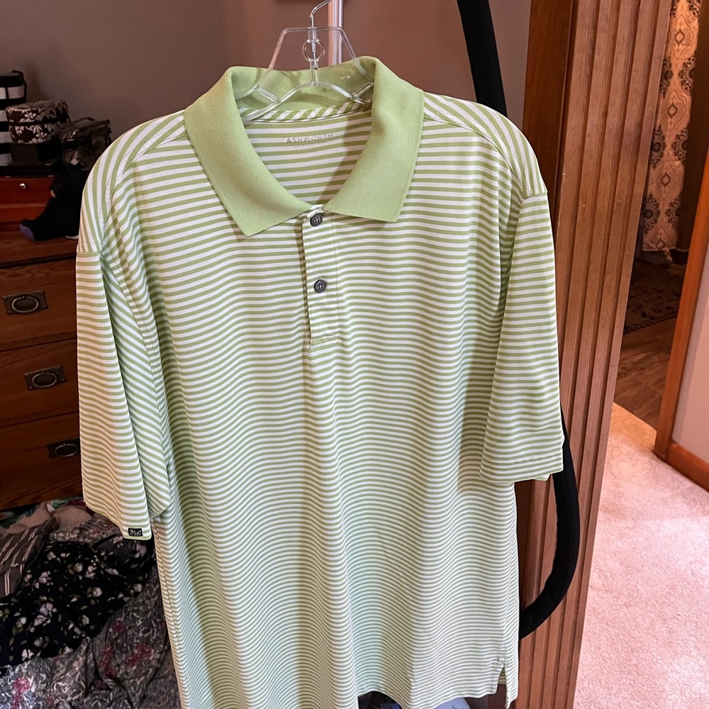 Ashworth Green Striped Polo Shirt